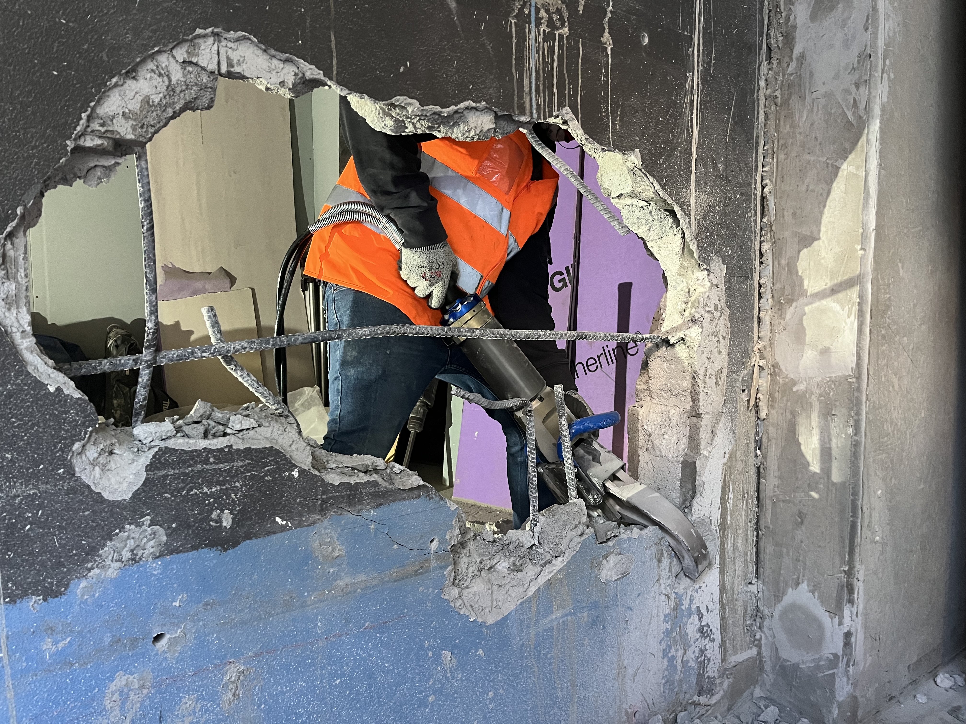 EMT Demolition concrete work close-up